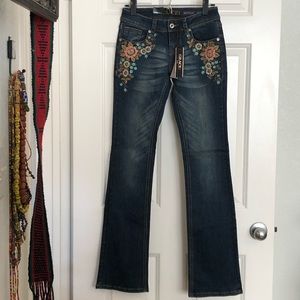 Grace in LA Bootcut Embroidered Jeans